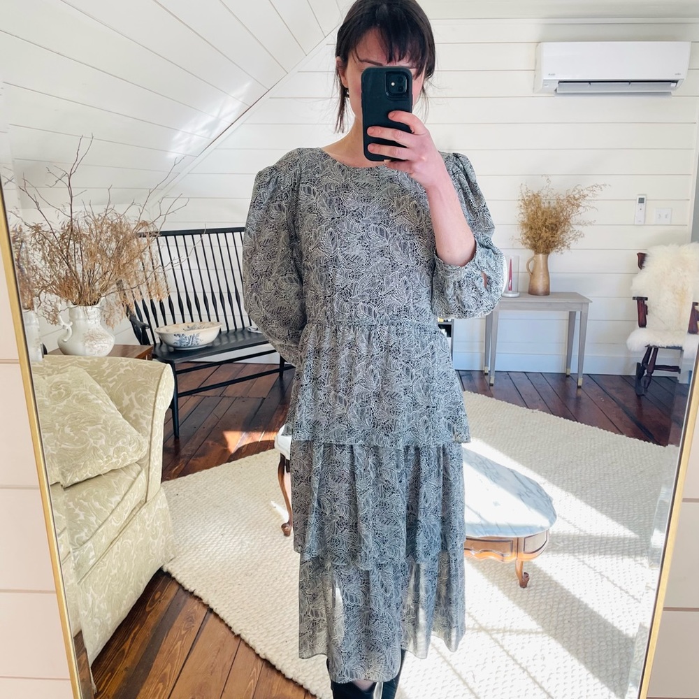 Vintage 3 tiered ruffled dress